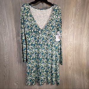 BP Green & blue floral dress Size L NWT